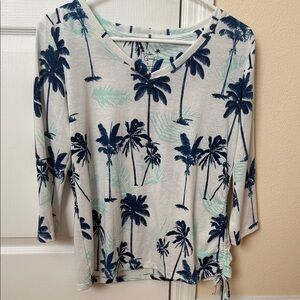 Women's Long Sleeve Palm Tree Print Top